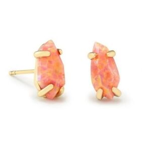 Kendra Scott Jillian Gold Studs In Coral Kyocera Opal